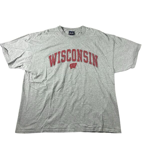 Vintage Wisconsin Badgers Graphic Shirt Mens XXL Spell Out Gray University Y2K - Picture 2 of 8